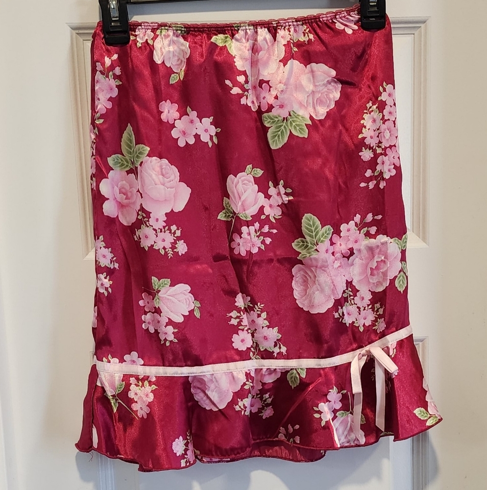 Cherokee Red and Pink Mini Bubble Skirt with Ruffles Girls Size 7/8 Gvuc